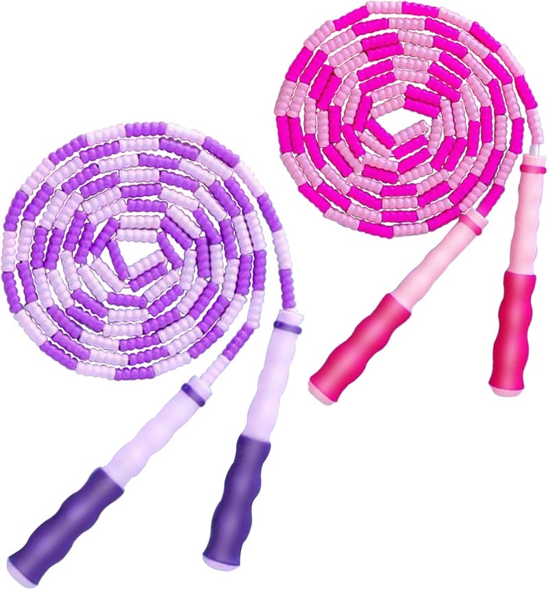 TYSISKNO Jump Rope for Kids Girls and Boys, Soft Beaded Jump Ropes, Adjustable Skipping Rope, Tangle-Free Segmented Rope for Kid and Women Men Adults Exercise, Keeping Fit, Training - 9.2Ft - Image 1